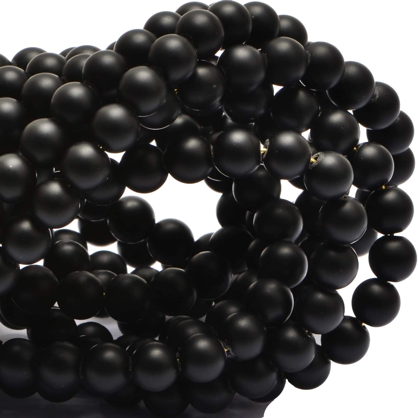 80Pcs Natural Crystal Beads Stone Gemstone Round Loose Energy Healing Beads with Free Crystal Stretch Cord for Jewelry Making (Matte Onyx, 10mm)