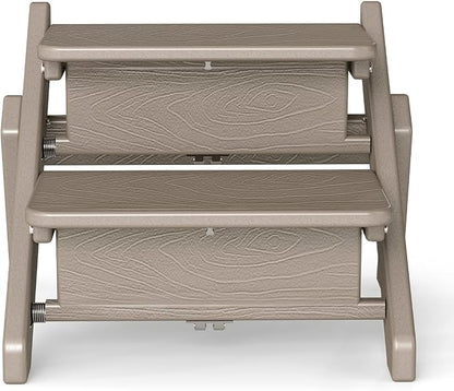 Dog Stairs and Steps, HDPE Plastic Wood Grain, 2-in-1 Foldable Pet Ramp for Small and Medium Dogs and Cats, for Bed Couch and Car, No Assembly Required, Supports Up to 150lbs
