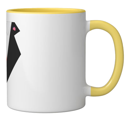 Funny Halloween Party Suit US American Flag Spooky Patriotic Ceramic Mug, Yellow/White