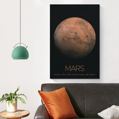 LGDSBHH Minimalist Mars Solar System Canvas Wall Art - Educational Space Planet Poster - Science Classroom & Kids Bedroom Decor - 12x18 Inch (Unframed)