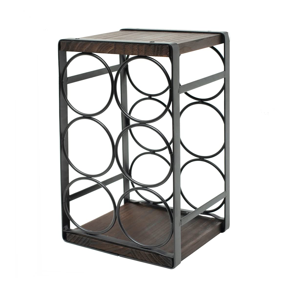 SODUKU Rustic Wood Countertop Wine Rack 6 Bottles No Need Assembly Brown