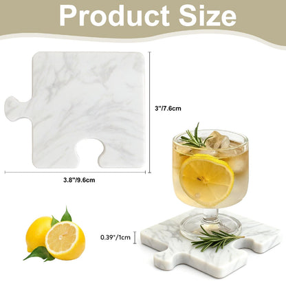 Marble Coasters Set of 4, Aturalux Luxury Aesthetic Modern Decor for Coffee Table, White Mable Real Natural Stone Coasters