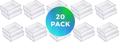 Gary Plastic Packaging 20-Pack Clear Acrylic Card Storage Boxes with Lids – Holds 52 Playing Cards or 50 Standard Trading Cards Each, Stackable Organizer for Sports & TCG Cards (Unsleeved)