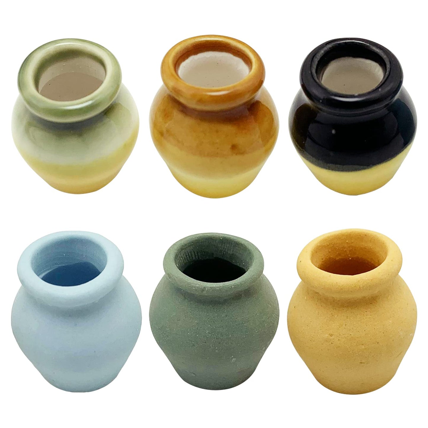 Miniature Terracotta Pots, 6 Pieces Mini Ceramic Clay Flower Pots Pottery Planter for DIY 1:12 Dollhouse Fairy Garden Flower Plants Bonsai Micro Landscape Decoration