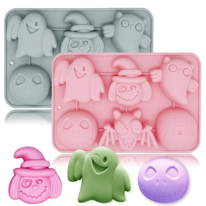 Cartoon Spooky Silicone Molds, 2 Pack Halloween Themed Elf Molds for Aromatherapy Candles Chocolate Pudding Dessert Jelly Handmade Soap Cupcake Topper for Halloween Party Props