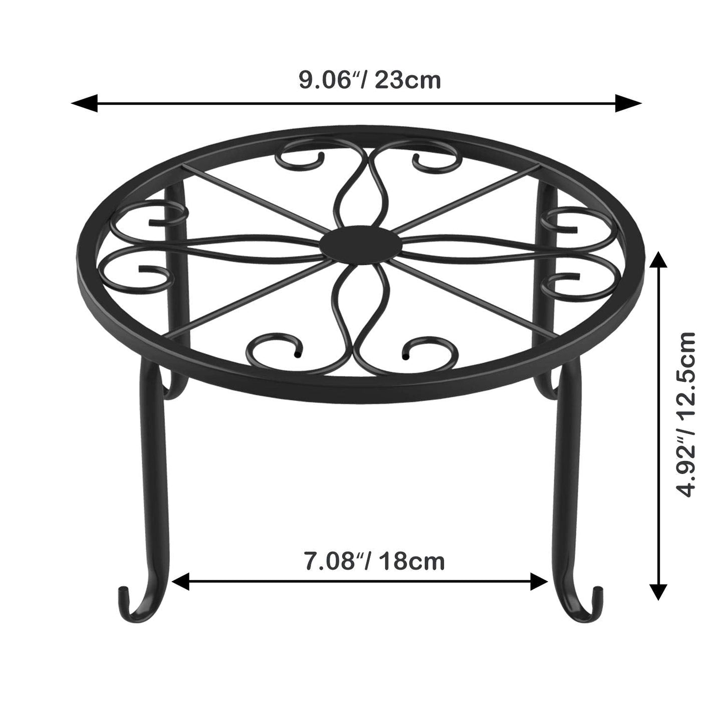 Lewondr Metal Potted Plant Stands, 3 Pack 9" Heavy Duty Rustproof Iron Round Flower Pot Stands, Indoor Outdoor Plant Holder Support Rack for Planter Flowerpot Patio Garden - Black