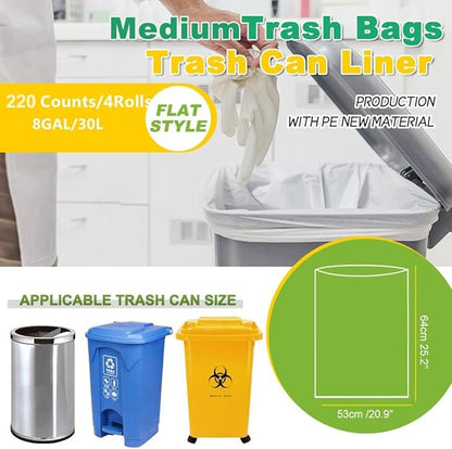 SWIHELP Medium Garbage Bags 8 Gallon /30 Liter Trash Bags Wastebasket Bin