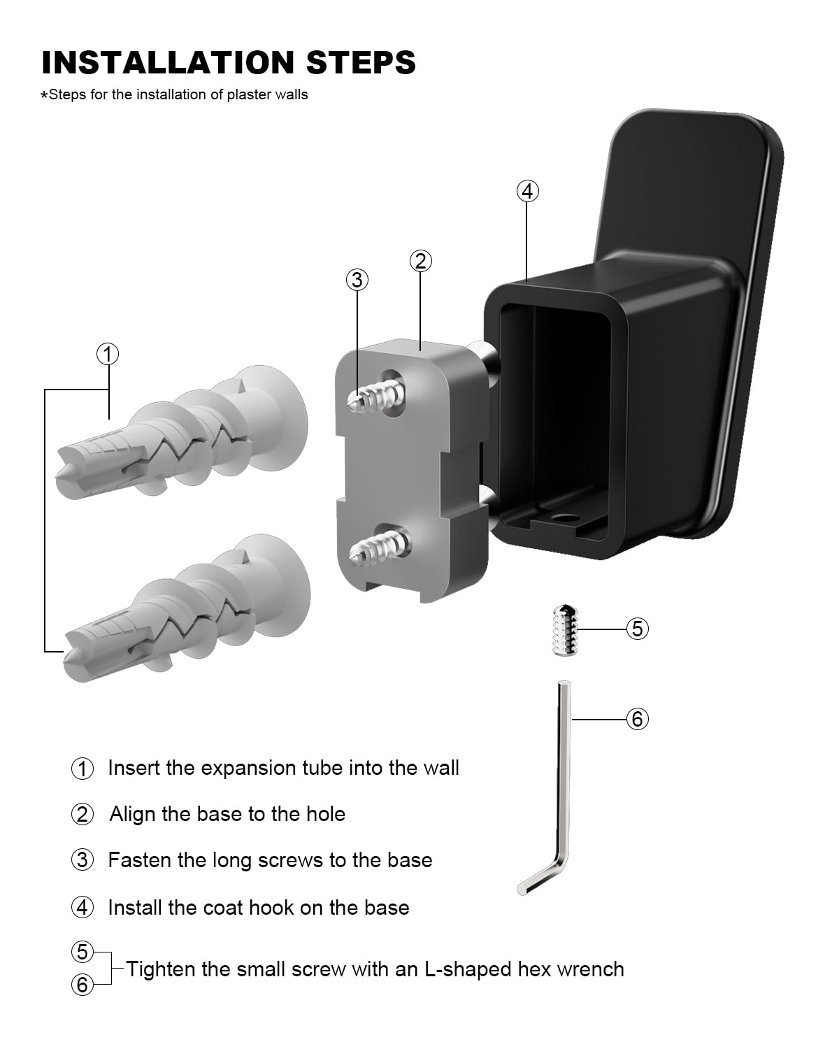 4-Pack Matte Black Towel Hook for Bathroom, Robe Coat Hook, Heavy Duty Wall Hooks for Hanging Bag Hat Mudroom Bedroom Shower Closet, Drill in Hanger Mount with Screw, Holder Back of Door Outdoor