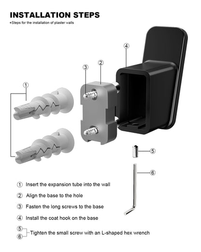 4-Pack Matte Black Towel Hook for Bathroom, Robe Coat Hook, Heavy Duty Wall Hooks for Hanging Bag Hat Mudroom Bedroom Shower Closet, Drill in Hanger Mount with Screw, Holder Back of Door Outdoor