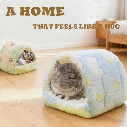 Meow&Woof 2 Pack Cozy Small Animal Beds with Hock, Winter Guinea Pig House, Hamster Sand Bath Container, Large Sandbox Toilet Gerbil Batheoom, Tiny Chinchilla Dust Bathtub Sand Bath Box for Hamster Ca