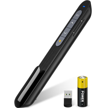 NinjaABXY Presentation Clicker, Wireless Presenter Clicker for Powerpoint Presentations RF 2.4GHz USB Presenter Remote Google Slide Advancer with Hyperlink Volume Control