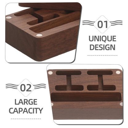 WOFASHPURET Walnut Storage Box for Men Jewelry Organizer Small Cufflink Box Case with Tie Clips Holder Compact Design for Home Office