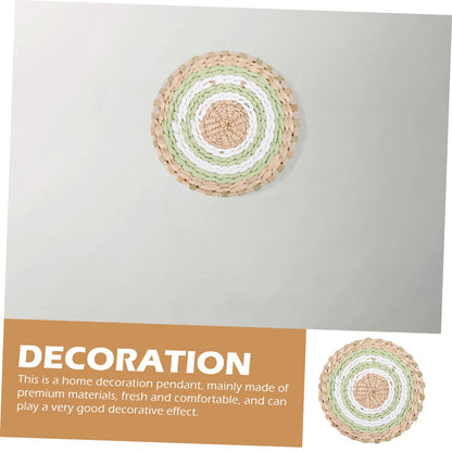 BESTOYARD Nordic Style Straw Wall Decoration 7.79 Inch Woven Hanging Pendant Boho Jute Wall Art for Bedroom Kitchen Home Decor