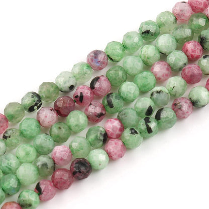 Song Xi 90pcs 4mm Natural Ruzy Zoite Gemstone Beads Faceted Round Loose Stone Beads for Jewelry Making