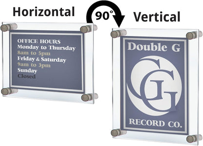 Azar Displays, 105514, Floating Acrylic Wall Frame with Silver Hardware Stand Off Caps, Clear Hanging Photo Frame Display Mount with Frameless Border, Glass-Like Frame for Large Prints, 8.5" x 11"