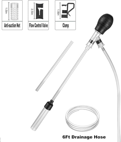 Carefree Fish Aquarium Gravel Cleaner 6Ft Hose Fish Tank Water Changer Sand Vacuum Silicone Airbag Adjustable Length ABS(for 5~20Gal Tank) 2026 New Upgrade Version