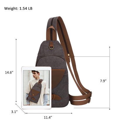 KL928 Canvas Sling Bag Crossbody Backpack Shoulder Casual Rucksack for Men Women,Dark Dray