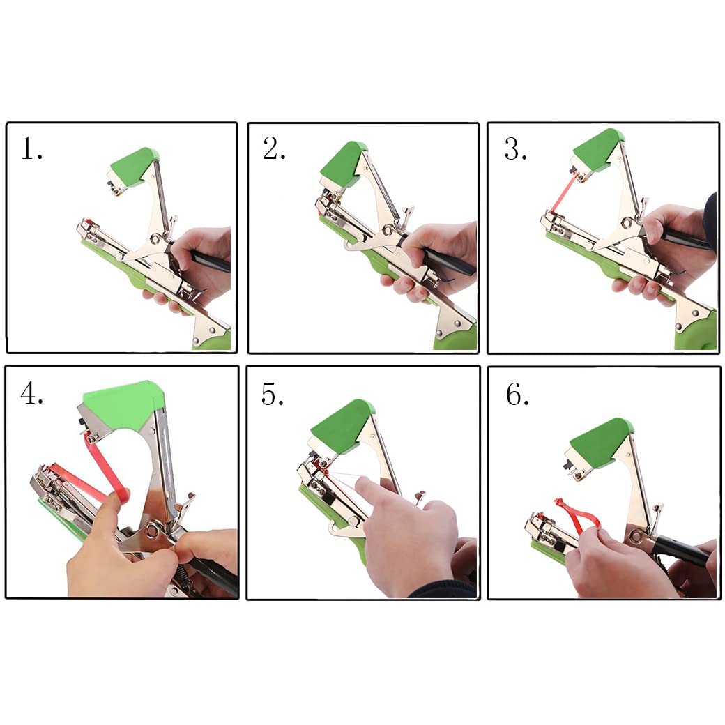 Swetero Plant Tying Machine Tool,Plant Tape Gun with 10000pcs Staples 20 Rolls Tape and Replacement Blade for Grapes,Raspberries,Tomatoes and Vining Vegetables Tying Tool(Green)