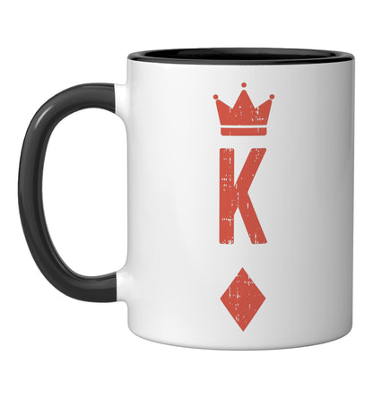 King Of Diamonds Card Matching Halloween Costume For Couples Ceramic Mug, Black/White