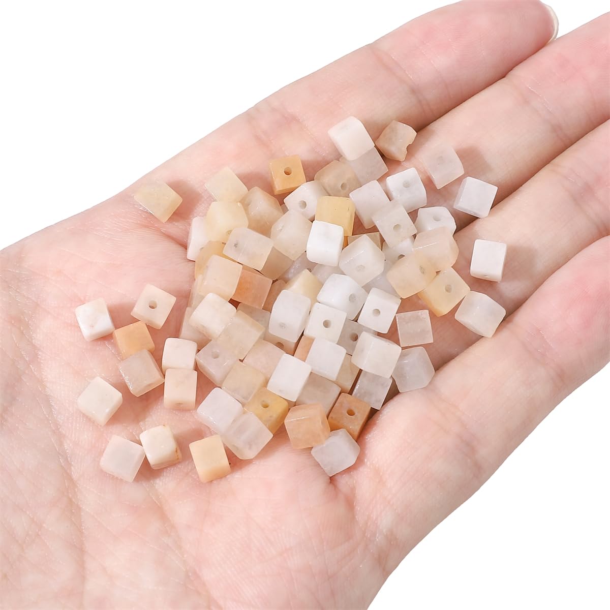 BEADIA Natural Pink Aventurine Square Stone Beads 4x4mm 85pcs Cube Loose Semi Gemstone Beads for Jewelry Making Design
