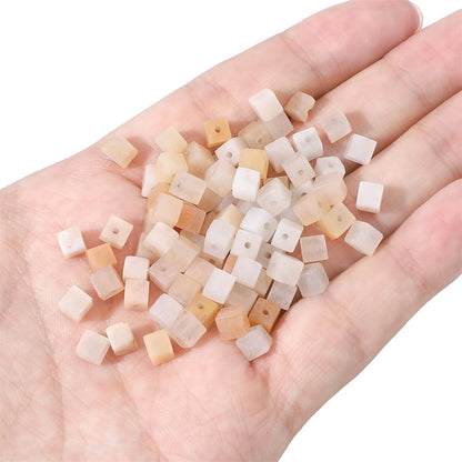 BEADIA Natural Pink Aventurine Square Stone Beads 4x4mm 85pcs Cube Loose Semi Gemstone Beads for Jewelry Making Design