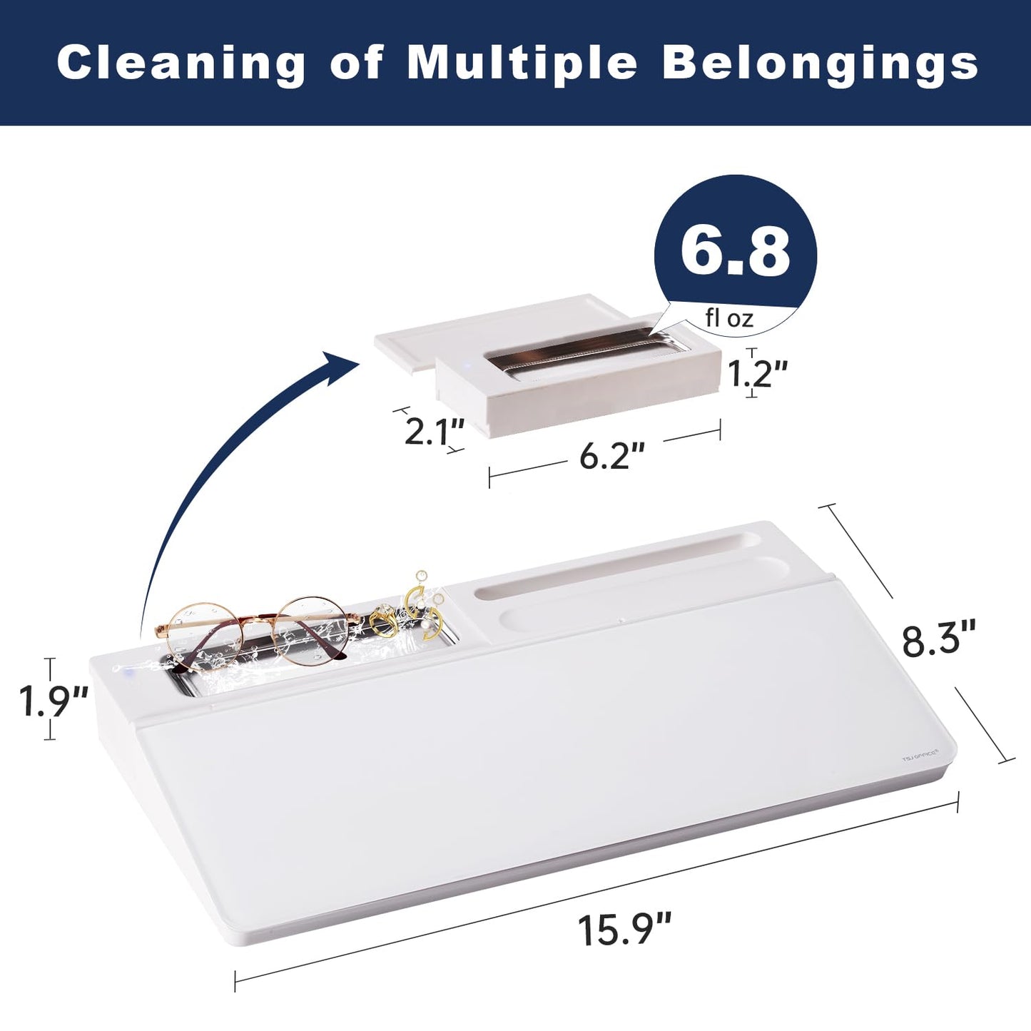 Small Glass Desktop Whiteboard Dry-Erase-Board - Computer Keyboard Stand with Ultrasonic Cleaners White Board Surface Pad with Drawer, Desk Organizers with Accessories