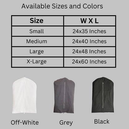 Forever Cotton Premium 100% Cotton Garment Bags – 35" Black Canvas Suit Cover with YKK Zipper – Breathable, Dust-Proof Storage for Suits, Coats, Dresses, Jackets & Travel/Closet Use