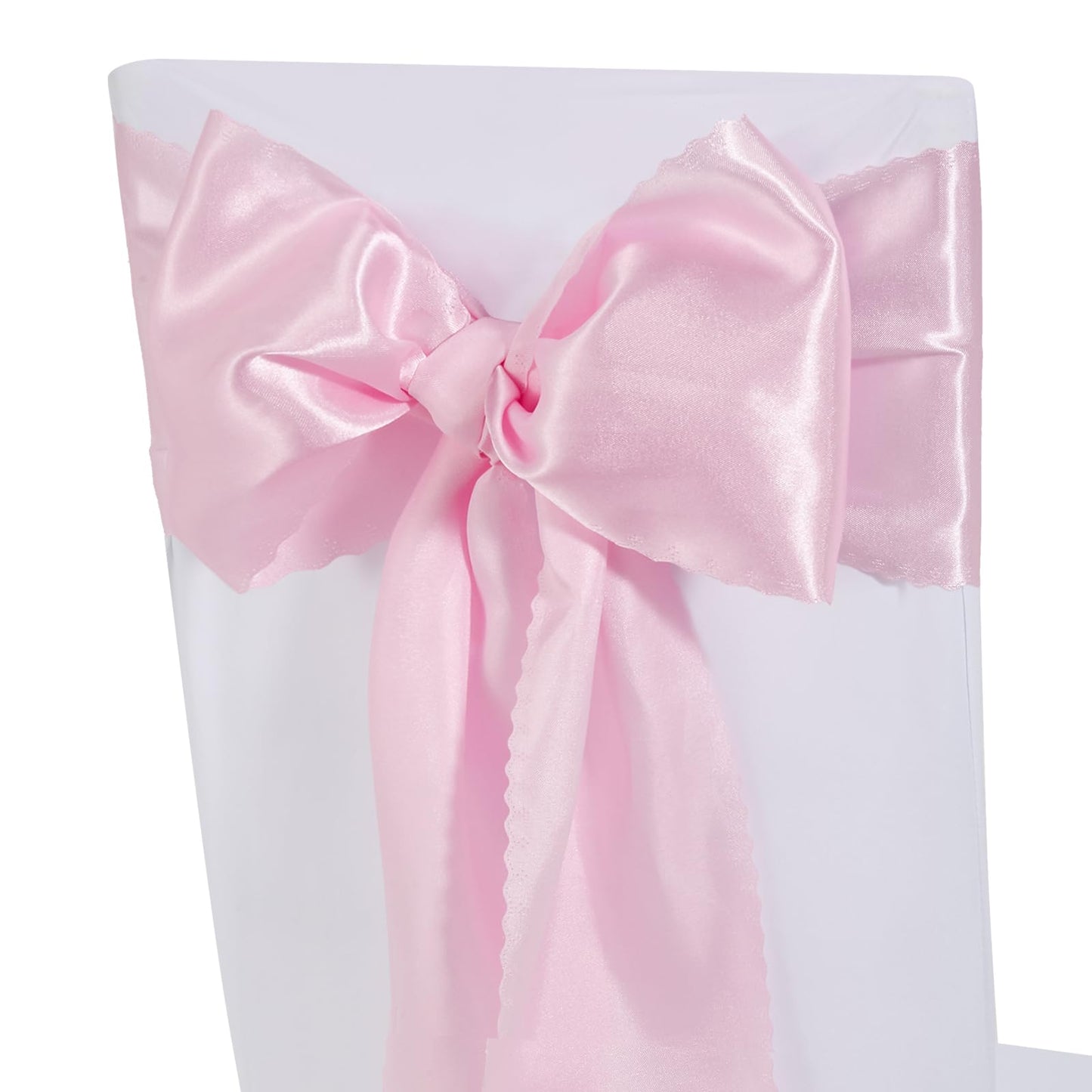 Pack of 60 Pink Satin Chair Sashes Bows Ties Upgraded 7 X 108 Inch Chairs Ribbons for Festive Hotel Wedding Ceremony Halloween Victorian Xmas Holiday Thanksgiving Party Banquet Event Decoration