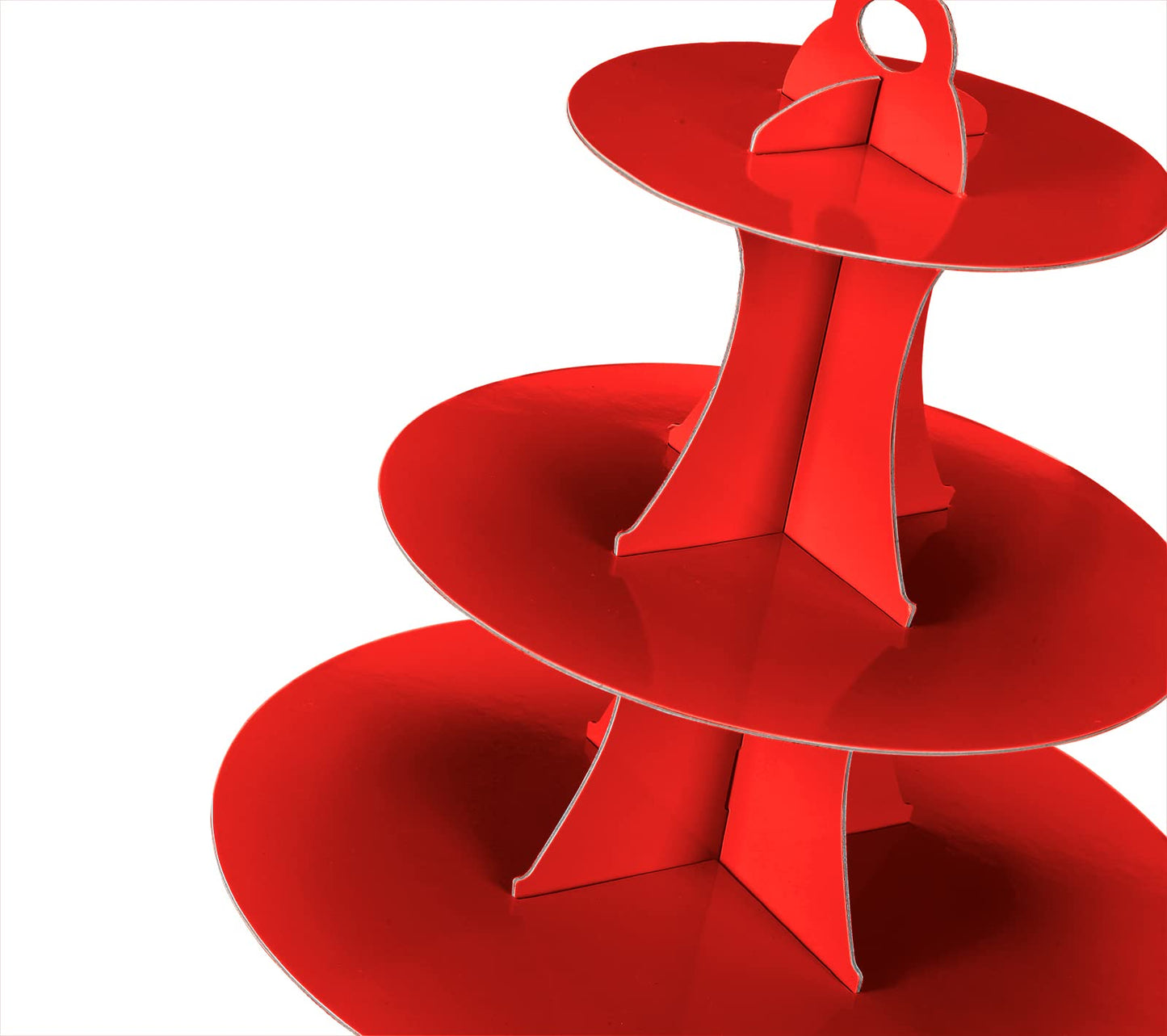 YLDW Cupcake Stand 2Pcs, 3-Tier Cupcake Stand Display, Cardboard Cup Cake Tower Stand, Disposable Dessert Stand for Birthday Tea Party Baby Shower Treat Decorations, Red