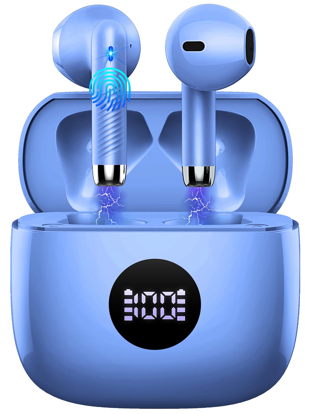Wireless Earbuds, Bluetooth 5.3 Ear Buds LED Power Display Headphones Bass Stereo, Bluetooth Earbuds in-Ear Noise Cancelling Mic, 40H Playback Mini Case IP7 Waterproof Sports Earphones for Android iOS