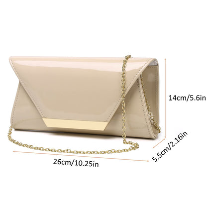 Patent Leather Envelope Clutch Womens Evening Handbag Stylish Shoulder Bag Purse for Christmas Wedding Party Prom(Nude 265)