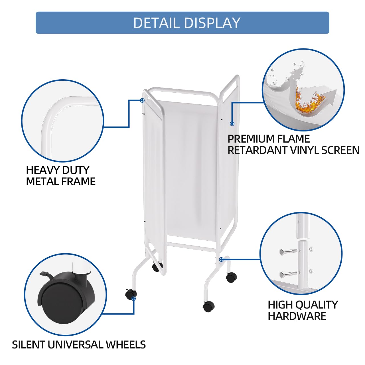 INNOVART 3-Panel Mobile Medical Privacy Screen Room Divider with Wheels, Foldable Flame Retardant Vinyl Room Divider Panels Easy for Storage, Portable Partition Dividers for Hospitals, Clinics, Salons