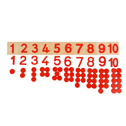 Montessori Cards & Counters with Cut-Out Numeral Math Games & Teaching Numbers Counting Toys