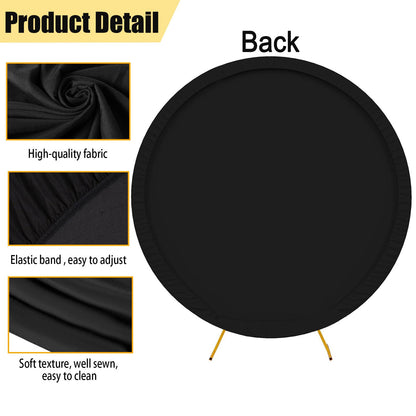 GUANSEN 7.2FT Black Round Backdrop Cover for Wedding,Circle Balloon Arch Backgound Stand Cover for Birthday Party Baby Shower Halloween Decoration