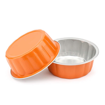 Beasea Disposable Ramekins for Baking, 8 oz 50 Pack Aluminum Foil Cups with Lids, Disposable Creme Brulee Muffin Cupcake Baking Cup Mini Pudding Cups for Party Wedding Birthday - Orange