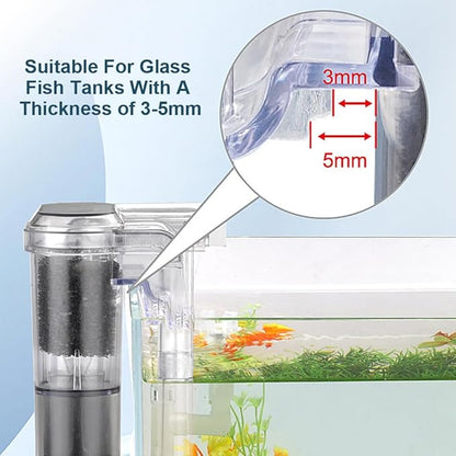 DONGKER Slim Aquarium Filter,250L/h 2.5W Hang on Back Filter Ultra Quiet Adjustable for 2-8 Gal Aquariums Tanks