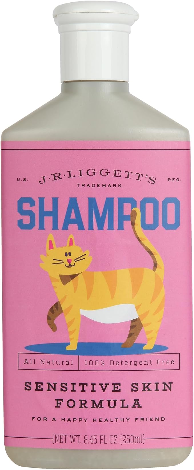 J.R.LIGGETT'S Liquid Cat Shampoo, Natural Cleansing Liquid for Cats with Sensitive Skin, Hypoallergenic Feline Formula Gently Deep Cleans with No Essential Oils, Detergent-Free, 8.45 oz