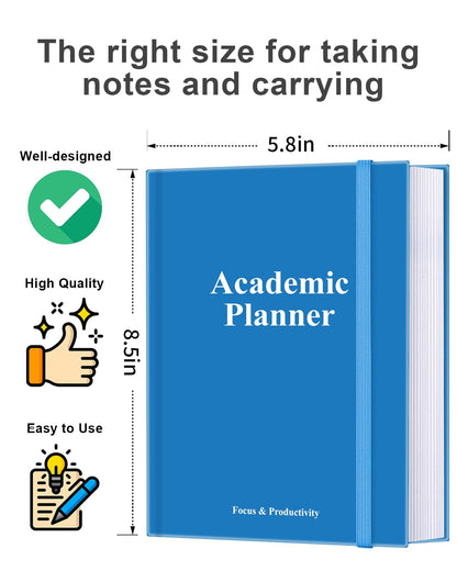 Academic Planner for 2026-2027 or Anytime – 5.8" x 8.5" Undated Weekly Student Planner For Homeschool, High School, College & Nursing Students, 200 Pages, Blue