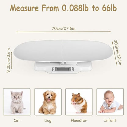 Digital Pet Scales with Detachable Tray – Accurate Baby Weighing Scales for Infants & Toddlers, Clear LCD Display, Tare & Hold Functions, Ideal Puppy Scales for Cats, Dogs, Kittens, Up to 30KG/66LB