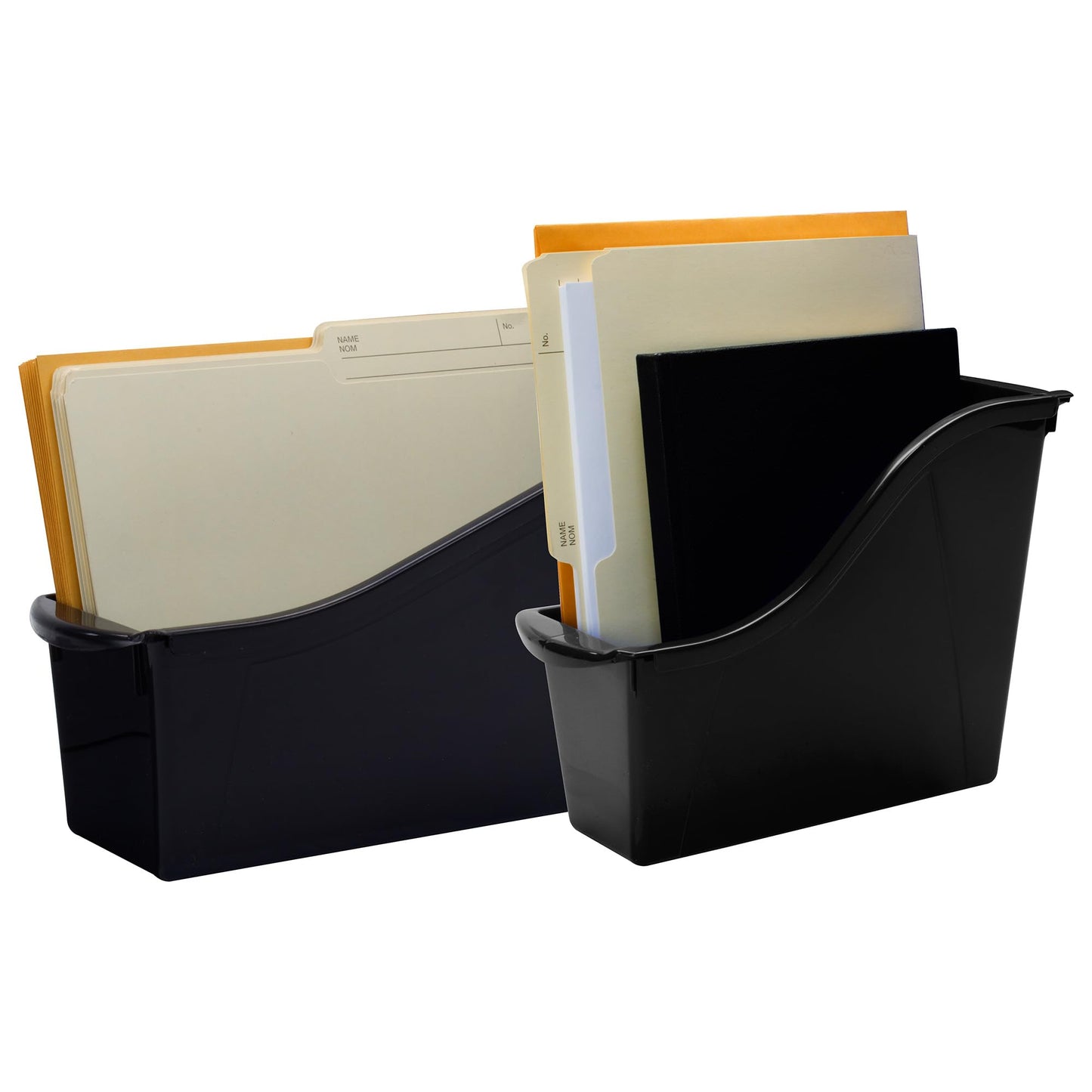 Storex Small Book Bin - Interlocking Plastic Organizer for Home, Office, and Work Space - Black, 6-Pack (70123C06C)