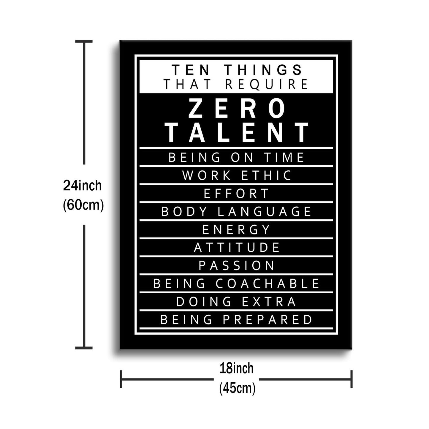 Inspirational Canvas Wall Art Motivational Posters 10 Things that Require Zero Talent Canvas Print Artwork Positive Inspirational Quotes Painting Office Wall Decor Stretched and Framed [18''Wx 24''H]