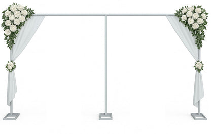 Rzjoke 10x20ft Backdrop Stand Heavy Duty Pipe and Drape Backdrop Stand for Parties, Adjustable Pipe Kit Curtain Frame Stand for Photography Background Support,Wedding Arch Metal Frame (Silver)