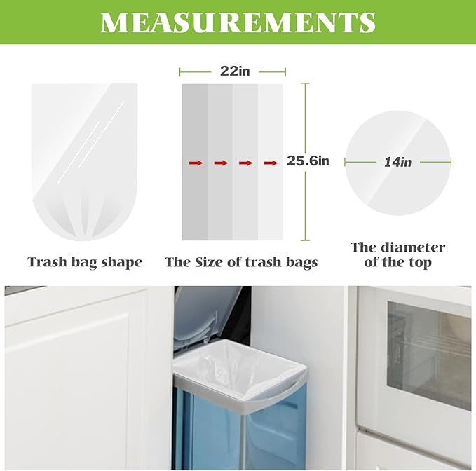 8 Gallon 220 Counts Unscented Medium Trash Bags, Fit 7, 10 Gal Garbage Bags by