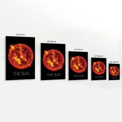 Solar System Planets Canvas Wall Art - The Sun star Space Poster for Kids Room Bedroom Classroom, STEM Educational Astronomy Decor, Science Gift for Boys Girls, 16x24 Inch Framed