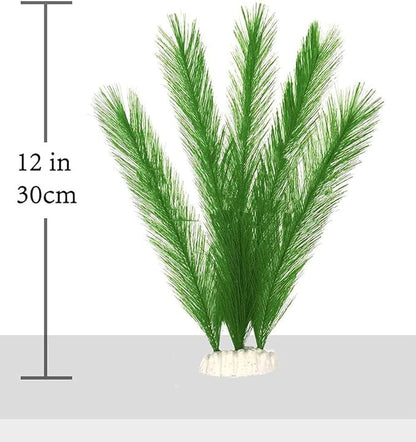 Norgail Aquarium Plastic Silk Plant Decorations Fish Tank Artificial Green Water Plants Made of Silk Fabrics, Safe for All Fish & Pets Large 3Pcs