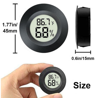 Meggsi 2 Pack Mini Digital Hygrometer Gauge Indoor Thermometer, LCD Monitor Temperature Outdoor Humidity Meter for Greenhouse Jars Incubators Guitar Case, Fahrenheit (℉) or Celsius(℃)