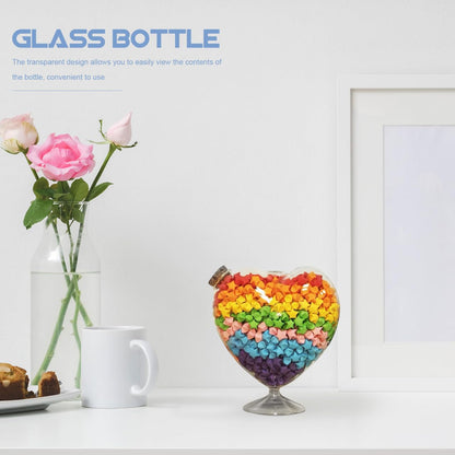 FOMIYES Heart Shaped Glass Terrarium Vase with Cork Lid for Wedding Decoration