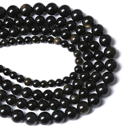 4MM 86PCS Natural Stone Golden Obsidian Loose Spacer Beads for Jewelry Making DIY Bracelet