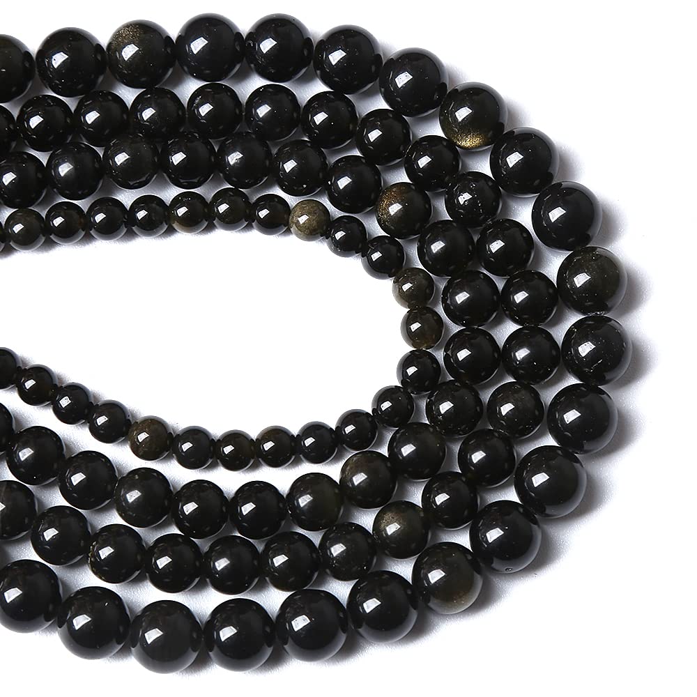 6MM 60PCS Natural Stone Golden Obsidian Loose Spacer Beads for Jewelry Making DIY Bracelet