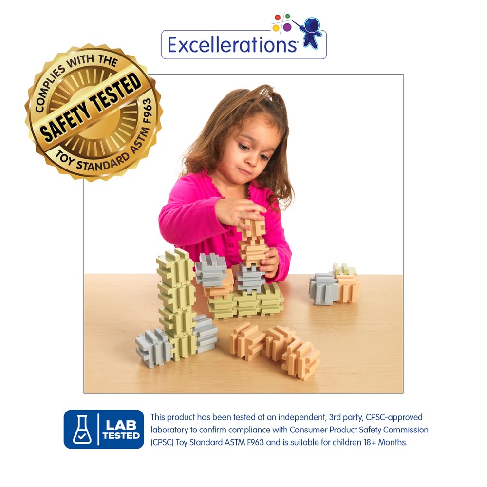 Excellerations Natural Tones Jumbo Linking Cubes - 20 Pieces
